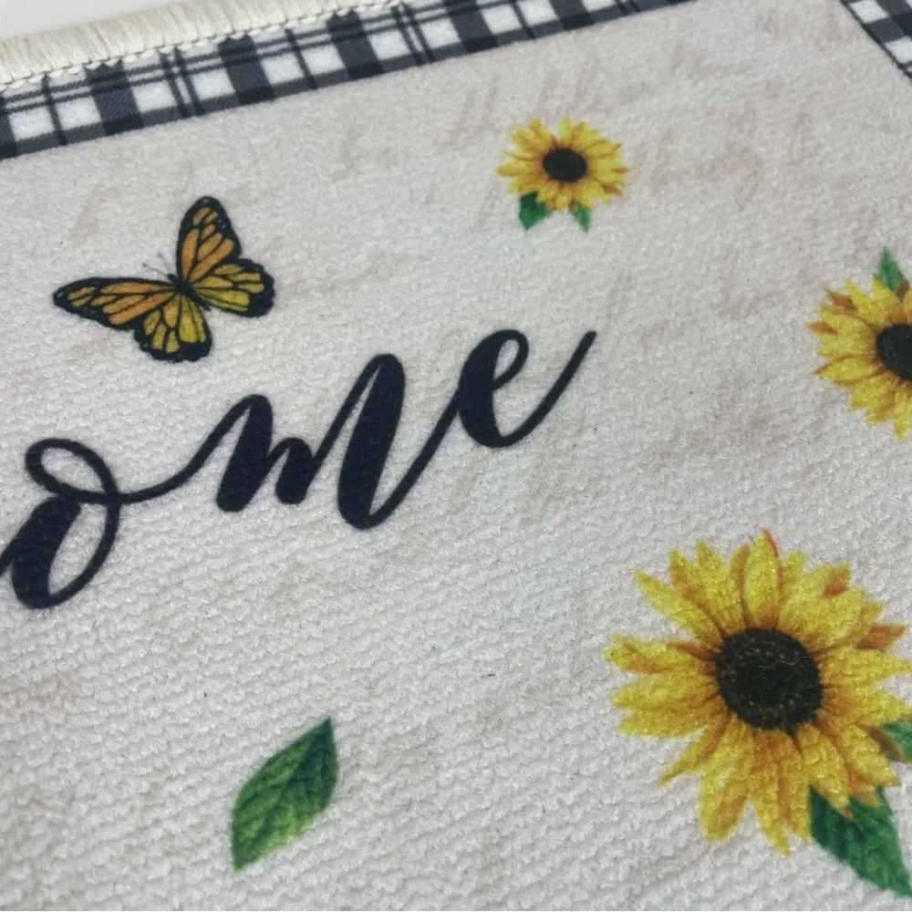 Welcome Sunflower Truck Door Mat 24x16 Farmhouse Spring Floral Entry Rug